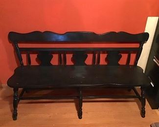 Black Painted Wood Bench