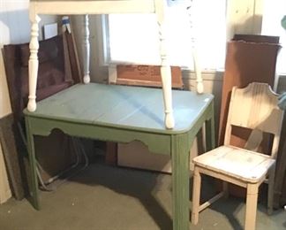 a couple of Vintage Kitchen Tables and a Primitive Chair
