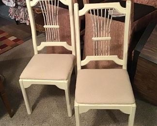 Pair Chippy Upholstered Seat Chairs
