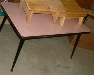 Neat pink retro table with boomerang top