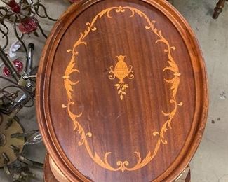 Antique Wood Inlaid Butler’s Tray