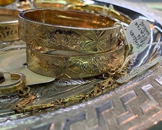 Pair of Victorian gold filled wedding bangles for very small wrist.