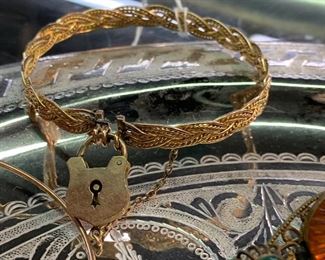 Gold filled braided lock bracelet