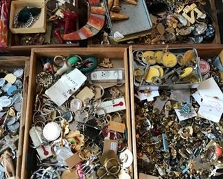 Key rings, tack pins, saint medals, charms