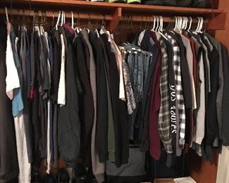 Jeans, T shirts, Dress shirt, Jackets, coats shoes, boots 