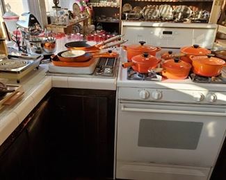Le Creuset & Descoware.  Amana Gas stove.