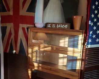 Lawyers bookcase.  WW1 English Union Jack flag.