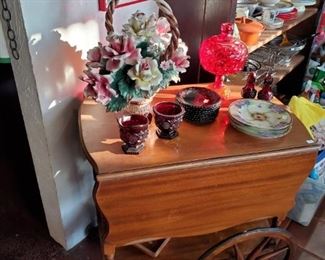 Antique tea cart.  Capodimonte.