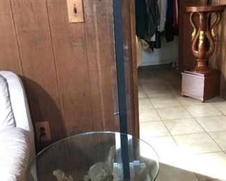 Super nice burl base glass top table