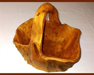 Beautiful Wooden Handled Bowl Made from One Piece of Wood 