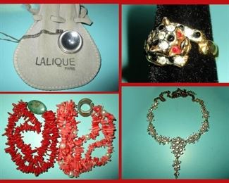  Lalique Pendant with Pouch, Leopard Ring, Coral Bracelets Pretty Necklace 