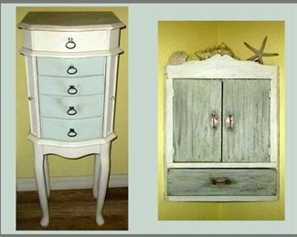 Jewelry Cabinets; Standing and Hanging