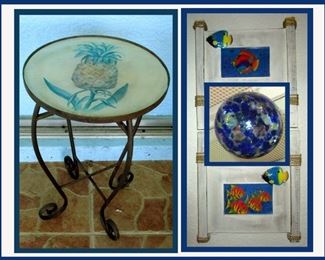 Small Pineapple Table, Wall Hanging and Glass Ball 