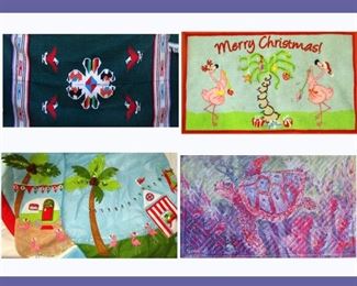 Southwestern Blanket, Turtle Doormat by Leona Lovegrove and Tropical Christmas Mat, Tree Skirt and Stocking with Flamingos 