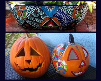 Talavera Planter and Pumpkin 