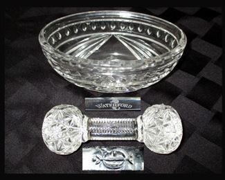 Waterford Bowl and Imperial Glass Knife Rest 