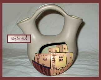 Justin Signed Southwestern Wedding Vase 