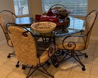 Glass and iron kitchen table. 