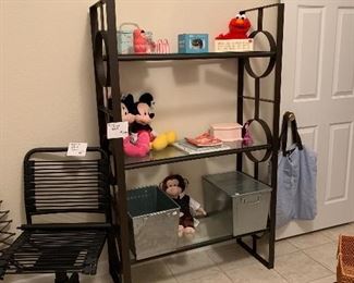 Metal and glass etagere