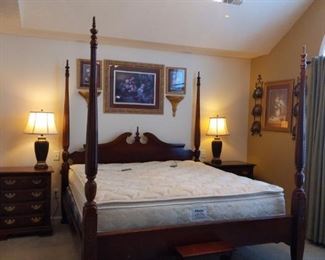 King Size Four Poster Bed with Two Night Chests