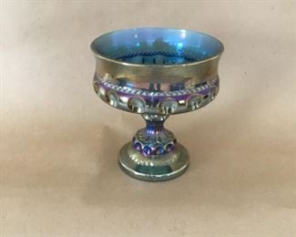 Carnival glass pedestal dish