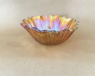 Carnival glass petal bowl
