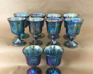 Carnival glass goblets