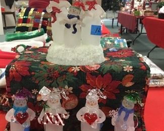 Frosted snowmen figurines