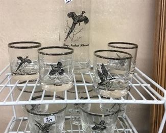 Vintage wildlife glassware and Tom Collins mixers