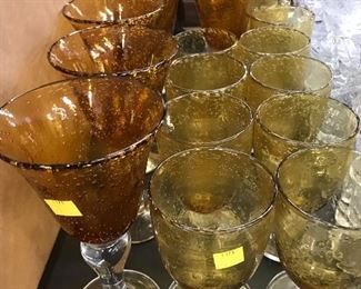 Amber and yellow colored glassware 