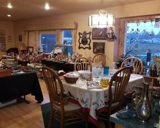 dining table has two leaves so the table can fit the whole family.
