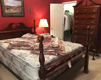 Queen Anne Style King size bed; High boy 