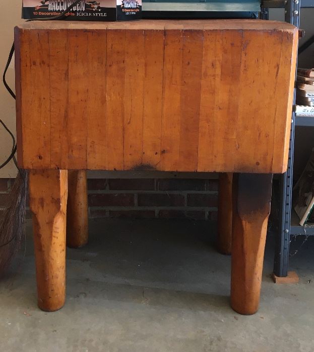 Antique Wood Block Table