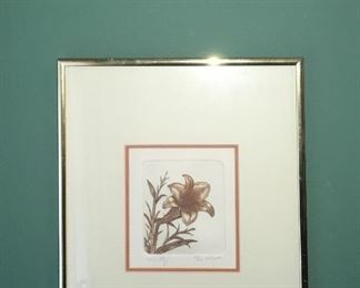 New Lily etching by Olson