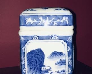 Asian blue and white canister