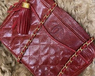 Rare red vintage reptile Channel purse