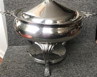 Silver plated warming vessel with lid
