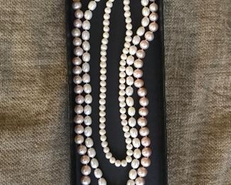 Real river and sea pearl necklaces