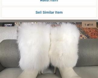 Sergio Rossi White leather Fur Boots New size 37.5