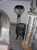 Pottery Jardinere & Pedestal (pedestal has large chip at top); Chinese table