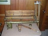 Antique (prob. late 1800's) brass refracting Telescope, with case, extra eyepiece with sun shield, tripod (tripod as is). Clockwork is with it but possibly not related. Main tube is 34" long, by 2.5-3.0 inches in diameter.
