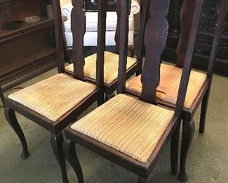 Set of 4 Queen Anne tall back chairs