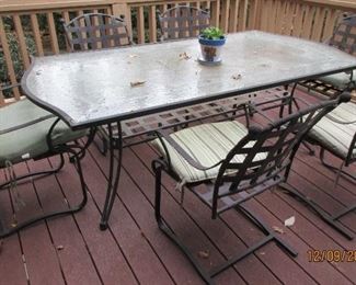 outdoor glass top table 6 chairs