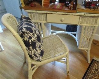 wicker desk and chair