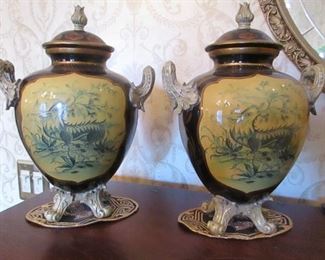 Pair of porcelain urns