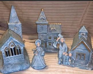 Vintage rare large ceramic musical windup village  $60