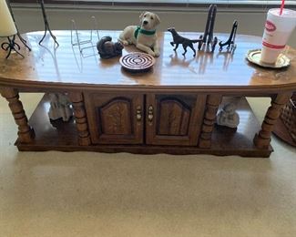 OFF SITE- this COFFEE TABLE is sturdy but has water marks bubbling on the top and needs work!  $10 CASH