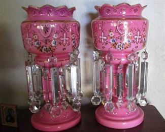 1800's Bohemian Pair Lusters w/double row of prisms