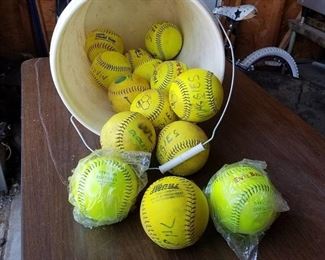 bucket of softballs