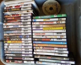 assorted DVDs and Wii games